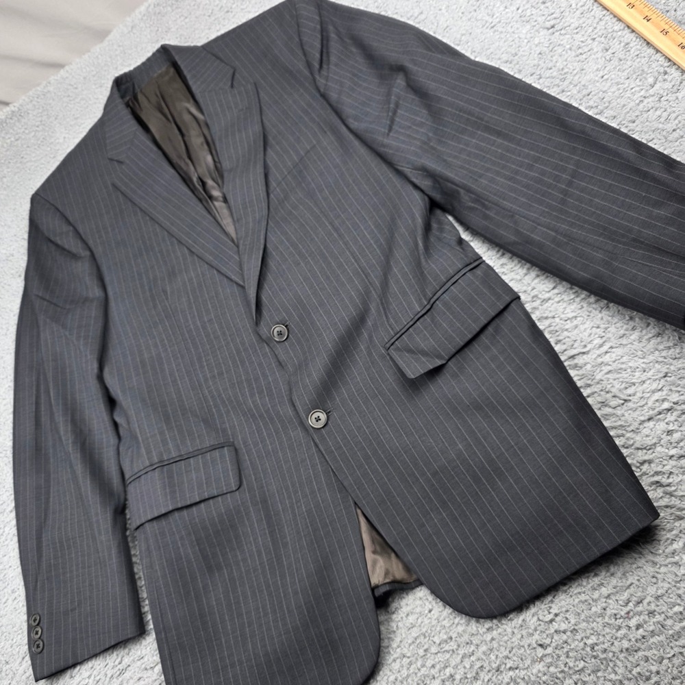 John Varvatos USA Mens Sullivan SB CP Pinstripe Blazer 42R Gray Wool Silk Blend